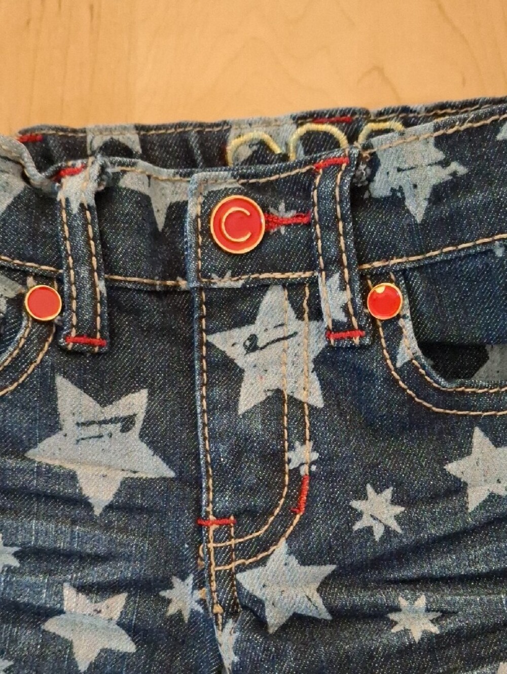 COOGI Star Print Kids Blue Denim Jean Shorts Size 12m - Picture 3 of 10